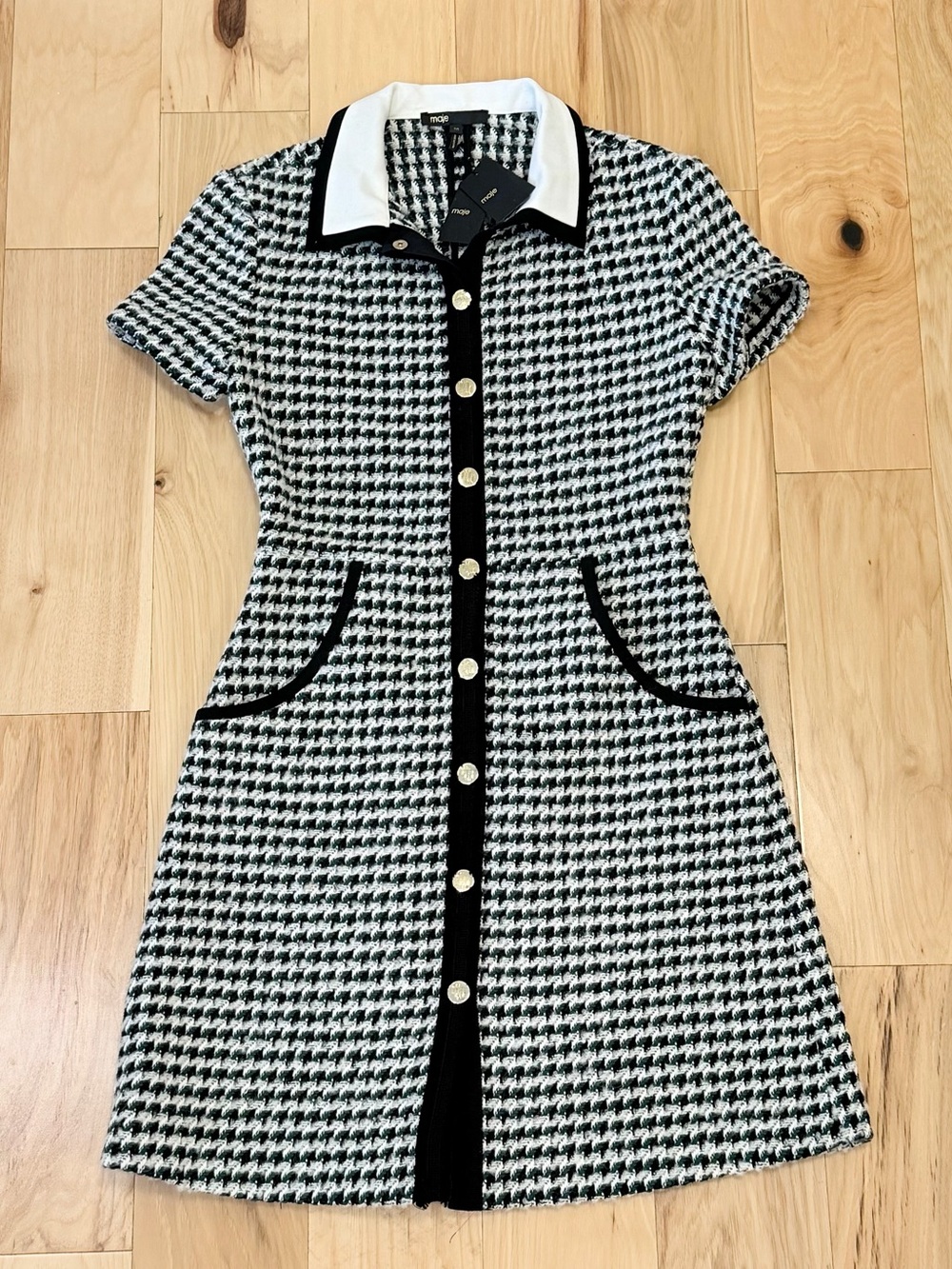 NWT Maje Women’s Renaga Collared Tweed Mini Dress - Picture 3 of 7